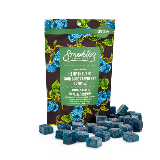 Smokiez CBD:CBG Gummiez Sour Blue Raspberry - 30 pack