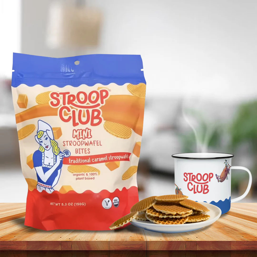 Stroop Club mini traditional caramel organic and plant based stroopwafels shareable bag