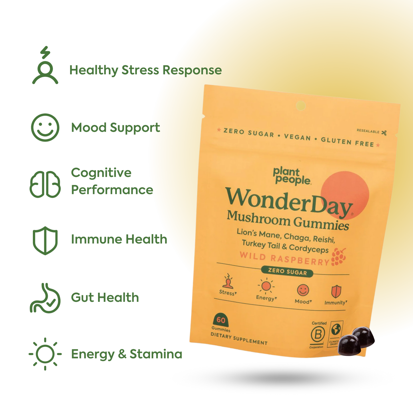 Plant People Wonder Day Mushroom Gummies 30 Day Bag